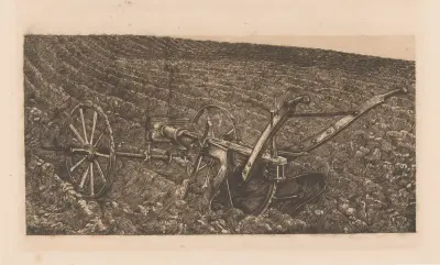 Pflug auf einem Acker von Pieter Dupont