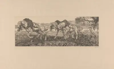 Ploegende paarden av Pieter Dupont
