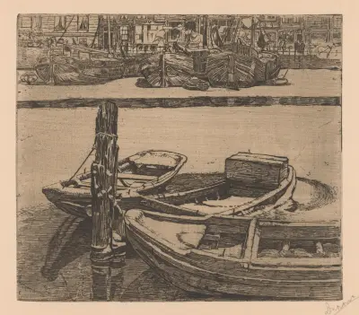 Schepen in het Damrak in Amsterdam, 1895 – nr 2 av Pieter Dupont