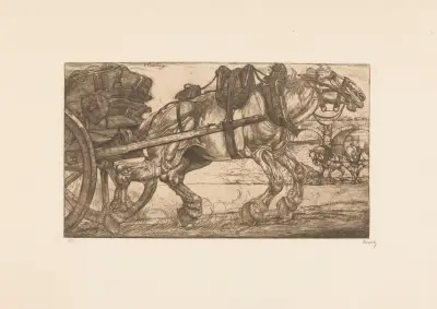 Zugpferd vor einem Karren von Pieter Dupont