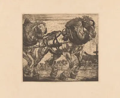 Trekpaarden bij de Seine in Parijs av Pieter Dupont