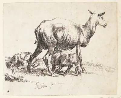 Barberaren får med två lamm av Nicolaes Pietersz. Berchem