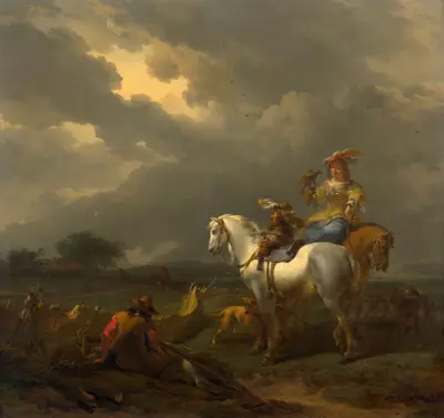 Halt of falcon hunt av Nicolaes Pietersz. Berchem