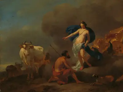 Juno befaller Argus att vaka över Io av Nicolaes Pietersz. Berchem