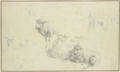 Nine sheep av Nicolaes Pietersz. Berchem