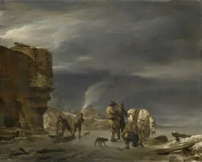 On the Ice near a Town av Nicolaes Pietersz. Berchem