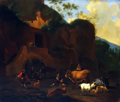 Bönder och boskap av Nicolaes Pietersz. Berchem