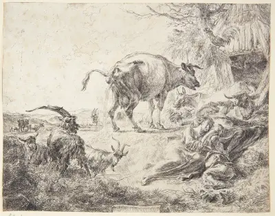 Močící kráva, Nicolaes Pietersz. Berchem