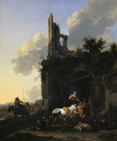 Rast framför en krog av Nicolaes Pietersz. Berchem