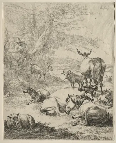 Trzoda w spoczynku, Nicolaes Pietersz. Berchem