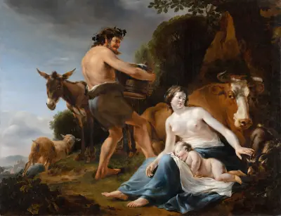 Die Kindheit des Zeus von Nicolaes Pietersz. Berchem