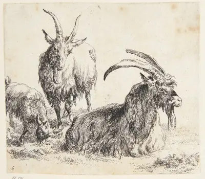 Två getter och en killing av Nicolaes Pietersz. Berchem