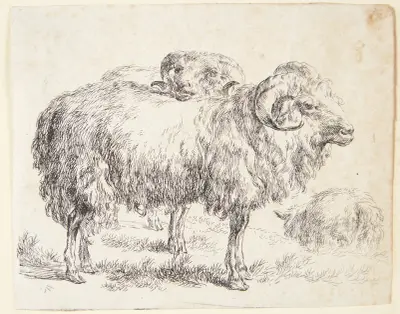 Två baggar av Nicolaes Pietersz. Berchem
