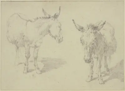 Two donkeys av Nicolaes Pietersz. Berchem