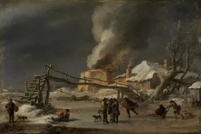 Vinterlandskap med kalkugn av Nicolaes Pietersz. Berchem