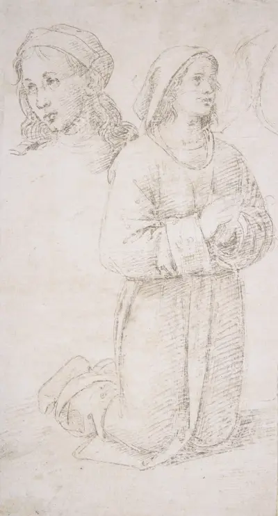 Study of a Kneeling Youth and of the Head of Another av Pietro Perugino