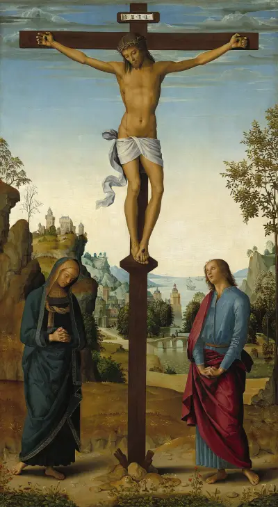 The Crucifixion with the Virgin,Saint John,Saint Jerome and Saint Mary Magdalene av Pietro Perugino