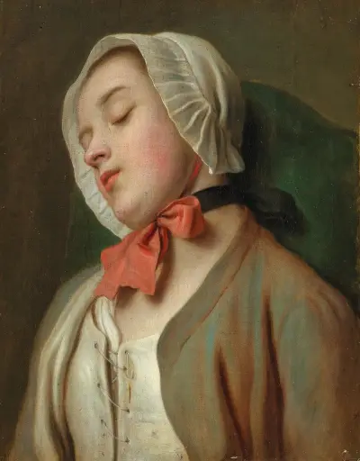 A Young Woman Sleeping In A Chair av Pietro Rotari