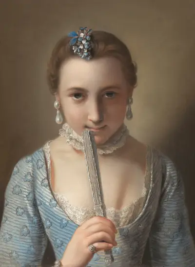 Young Woman with a Fan av Pietro Rotari
