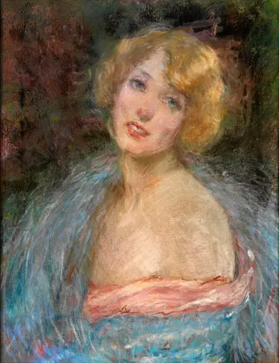 Blonde Girl with Boa av Alice Pike Barney
