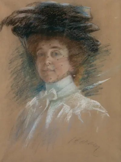 Self Portrait with Hat and Veil av Alice Pike Barney