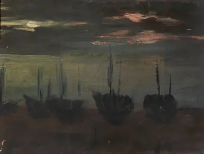 Ships in Moonlight av Alice Pike Barney