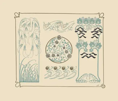 Abstract design based on berries, leaves, grasses von Maurice Pillard Verneuil