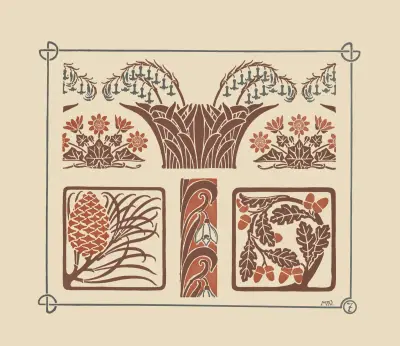 Abstrakt design baserad på blommor och kottar av Maurice Pillard Verneuil