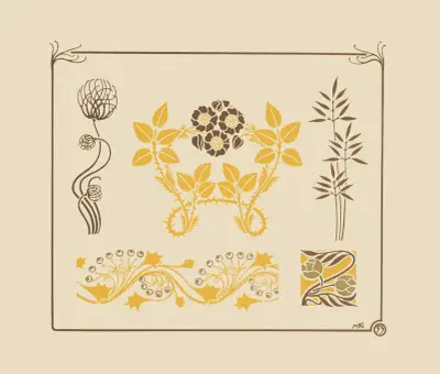 Abstrakt mönster med blommor och törnen av Maurice Pillard Verneuil