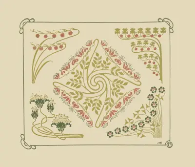 Abstract design based on small leaf shapes. av Maurice Pillard Verneuil