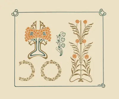 Abstract design based on tiny leaves and berries. av Maurice Pillard Verneuil