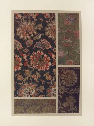 Stiliserade blommor; flygande trana och stiliserade blommor; stiliserade blommor; krysantemum av Maurice Pillard Verneuil