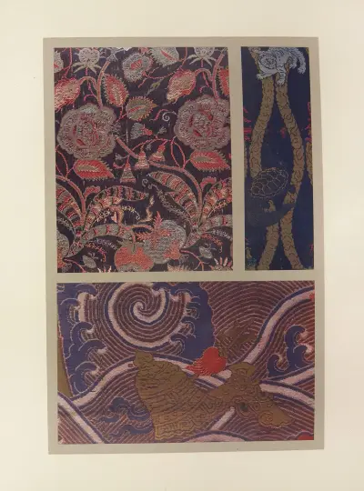 Fleurs stylisées ; tigre et tortues ; motifs ornementaux av Maurice Pillard Verneuil