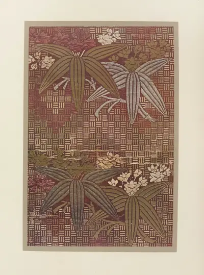 Blommor mot geometrisk fond av Maurice Pillard Verneuil