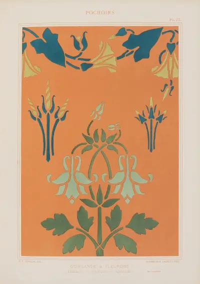 Guirlande & fleurons, Liseron, boutons, ancolie av Maurice Pillard Verneuil