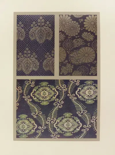 Stiliserad paulownia ; stiliserade krysantemumblommor ; ornamentmotiv av Maurice Pillard Verneuil