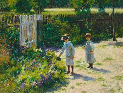 Children in the garden av Władysław Podkowiński
