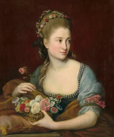 Portrait of a lady as Flora av Pompeo Batoni