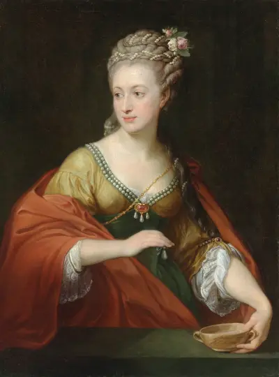 Porträtt av en dam, traditionellt identifierad som Alexandra Evichovna Demidov som Kleopatra av Pompeo Batoni