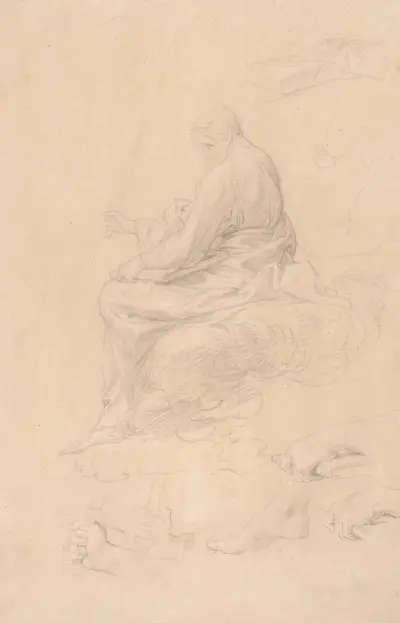 Studier för figuren av aposteln Paulus i Allegori över Benedict XIV av Pompeo Batoni