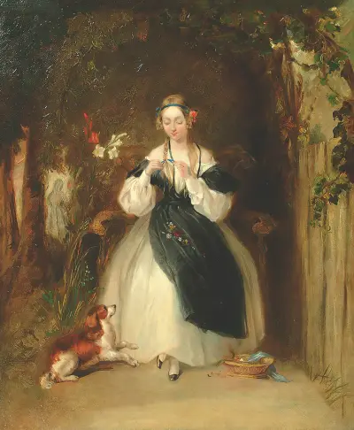 A Young Woman Plaiting Her Hair av William Powell Frith