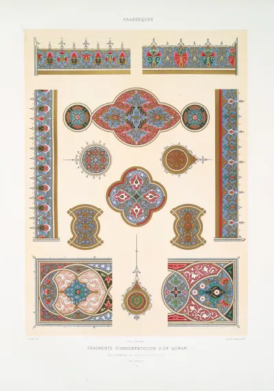 Arabesques; fragments d’ornementation d’un Qoran du tombeau de soultan el-Ghoury (XVIe. siècle); 4 av Émile Prisse d'Avennes