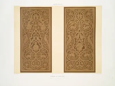 Arabesques; hôpital du Moristan; sculptures de la grande porte intérieure (XIIIe. siècle) av Émile Prisse d'Avennes