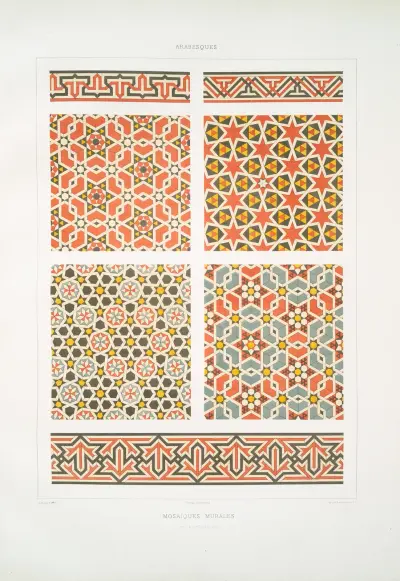 Arabesques; mosaïques murales (XVe. & XVIe. siècles), 1877 – nr 1 av Émile Prisse d'Avennes