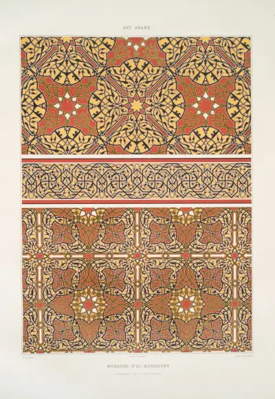 Arabesques; mosquée d’El-Bordeyny; arabesques des petits plafonds av Émile Prisse d'Avennes