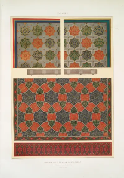 Maison appelée Beyt el-Tchelebey; spécimen des plafonds (XVIIIe. siècle) av Émile Prisse d'Avennes