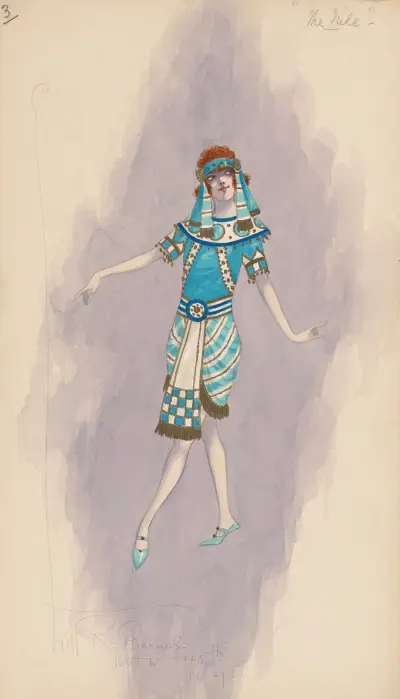 Woman’s costume; Short blue dress, von Will R. Barnes