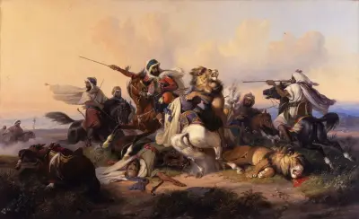 The Lion hunt av Raden Saleh