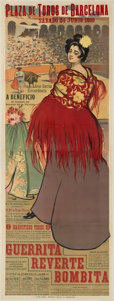 Plaza de toros de Barcelona, sabado 24 junio 1899. Guerrita reverte bombita av Ramón Casas