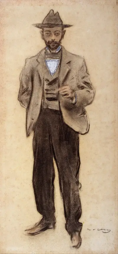 Portrait of Manolo Hugué av Ramón Casas